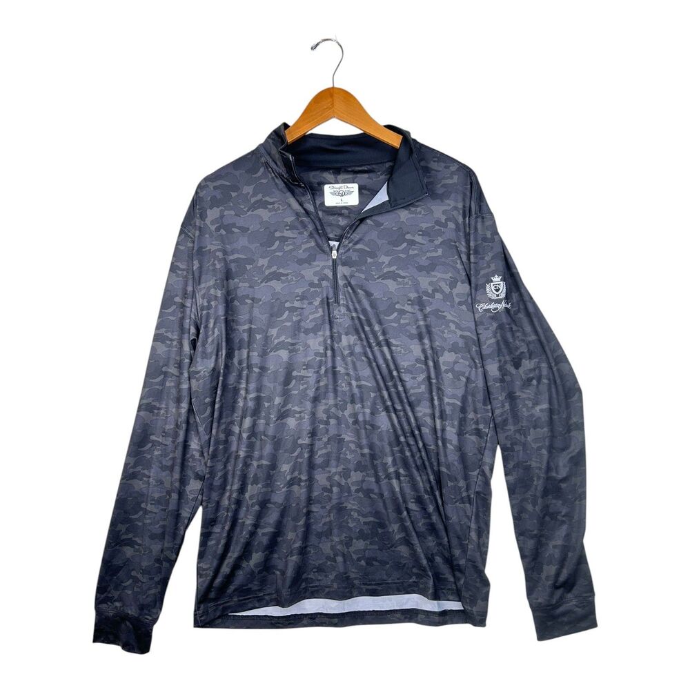 Straight Down Pullover Mens Large Gray Camo Quarter Zip Long Sleeve Golf Top